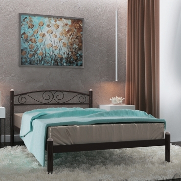 Кровать металлическая Вероника, бежевый/белый бархат (Металл-Дизайн)