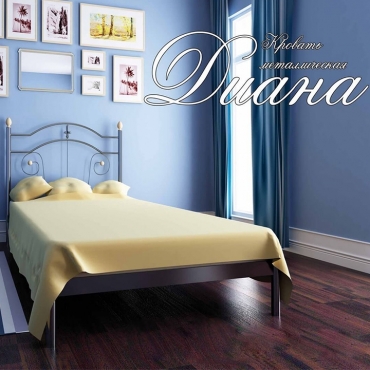Кровать металлическая Диана, бежевый/белый бархат (Металл-Дизайн)