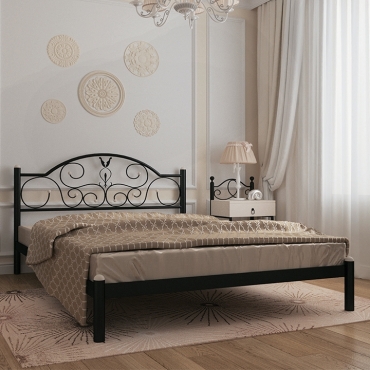 Кровать металлическая Анжелика, черный бархат/черный (Металл-Дизайн)