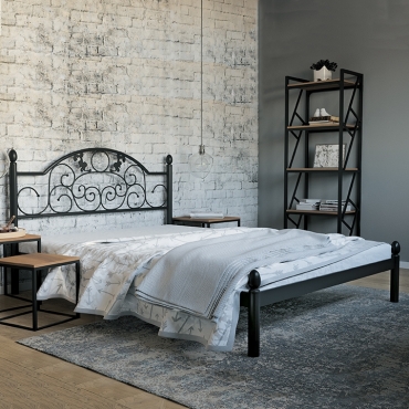 Кровать металлическая Франческа, бежевый/белый бархат (Металл-Дизайн)