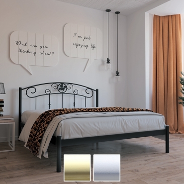 Кровать металлическая Монро, бежевый/белый бархат (Металл-Дизайн)