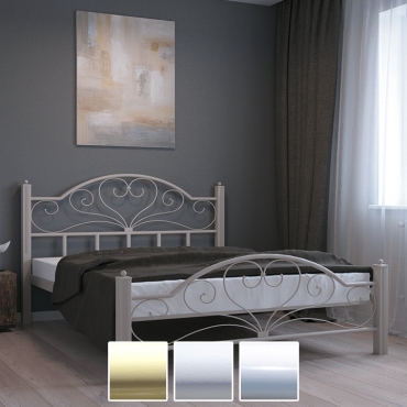 Кровать металлическая Джоконда, бежевый/белый бархат/белый (Металл-Дизайн)