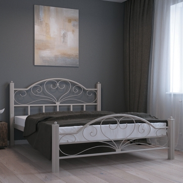 Кровать металлическая Джоконда, бежевый/белый бархат/белый (Металл-Дизайн)
