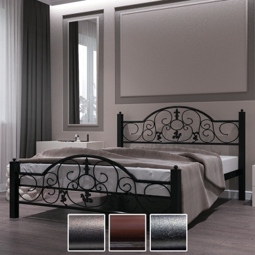 Кровать металлическая Жозефина, черная медь/коричневый/черное золото (Металл-Дизайн)