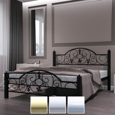 Кровать металлическая Жозефина, бежевый/белый бархат/белый (Металл-Дизайн)