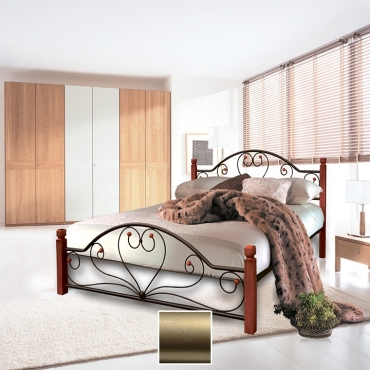 Кровать Джоконда на деревянных ногах, золото/палитра Структура (Металл-Дизайн)