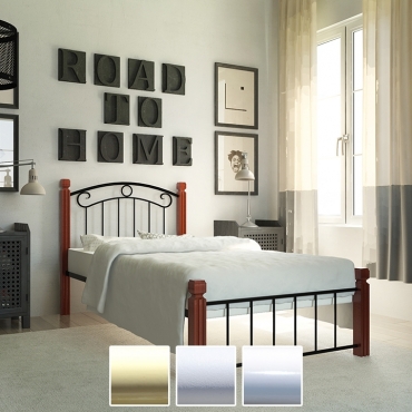Кровать Монро на деревянных ногах, бежевый/белый бархат/белый (Металл-Дизайн)