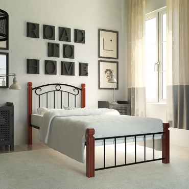 Кровать Монро на деревянных ногах, бордо/металлик/палитра Bella Letto (Металл-Дизайн)