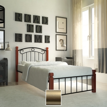 Кровать Монро на деревянных ногах, золото/палитра Структура (Металл-Дизайн)