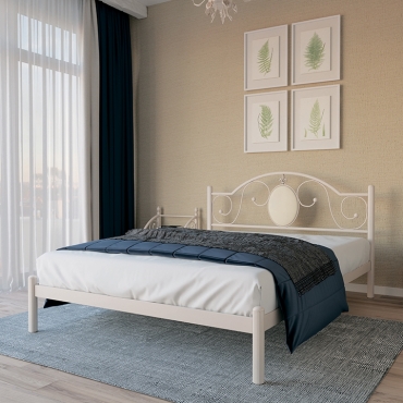 Кровать металлическая Лаура, бежевый/белый бархат (Металл-Дизайн)