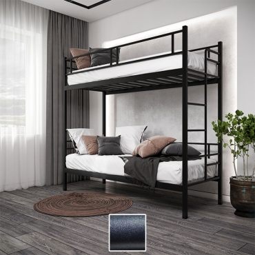 Двохярусне ліжко Квадро LOFT, чорний оксамит (Метал-Дизайн)