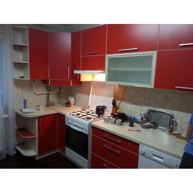 Кухня (красный/белый) индивидуальный заказ №143