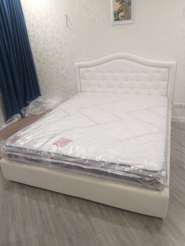 Кровать мягкая + матрас (Белый) индивидуальный заказ №333
