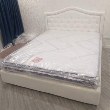 Ліжко м'яке + матрац (Білий) індивідуальне замовлення №333