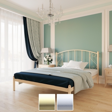 Кровать металлическая Шарлотта, бежевый/белый бархат (Металл-Дизайн)