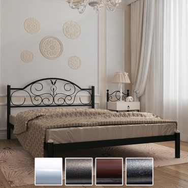 Ліжко металеве Анжеліка, білий/чорна мідь/коричневий/чорне золото (Метал-Дизайн)
