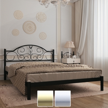 Кровать металлическая Анжелика, бежевый/белый бархат (Металл-Дизайн)