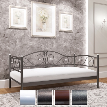 Ліжко-диван металеве Анжеліка міні, білий/чорна мідь/коричневий/чорне золото (Метал-Дизайн)