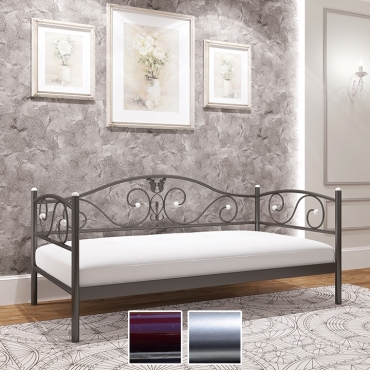 Ліжко-диван металеве Анжеліка Міні, бордо/металік/палітра Bella Letto (Метал-Дизайн)