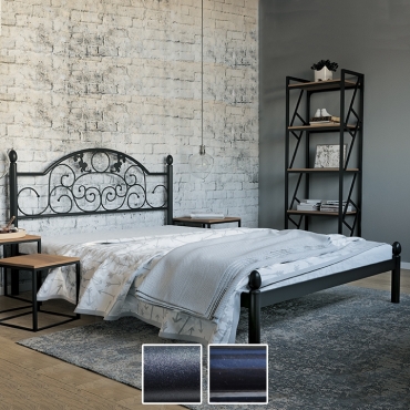Кровать металлическая Франческа, черный бархат/черный (Металл-Дизайн)