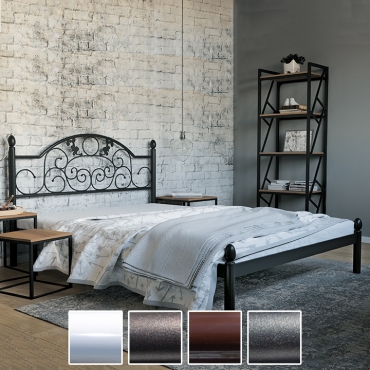 Кровать металлическая Франческа, белый/черная медь/коричневый/черное золото (Металл-Дизайн)
