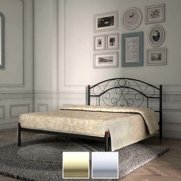 Кровать металлическая Скарлет, бежевый/белый бархат (Металл-Дизайн)