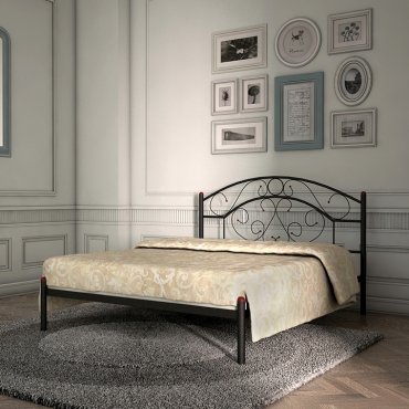Кровать металлическая Скарлет, бежевый/белый бархат (Металл-Дизайн)