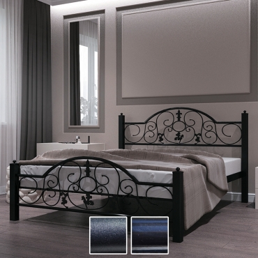 Кровать металлическая Жозефина, черный бархат/черный (Металл-Дизайн)