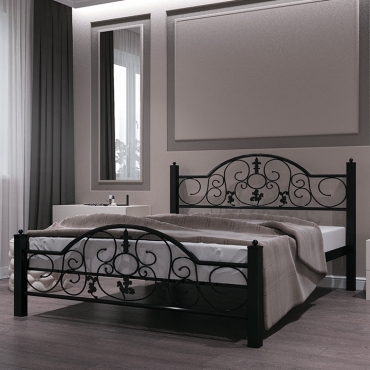 Кровать металлическая Жозефина, черный бархат/черный (Металл-Дизайн)