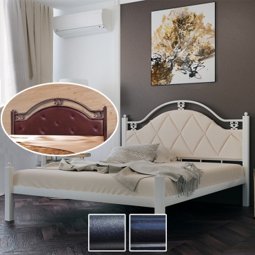 Кровать металлическая Эсмеральда, черный бархат/черный (Металл-Дизайн)