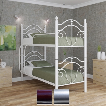 Двохярусне розбірне ліжко Діана, бордо/металік/палітра Bella Letto (Метал-Дизайн)