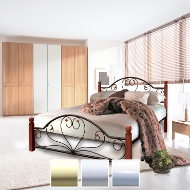 Ліжко Джоконда на дерев'яних ніжках, бежевый/белый бархат/белый (Металл-Дизайн)