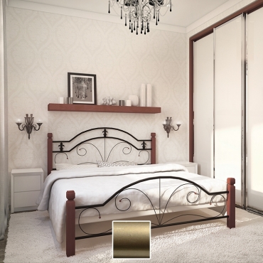 Ліжко Діана на дерев'яних ніжках, золото/палітра Структура (Метал-Дизайн)