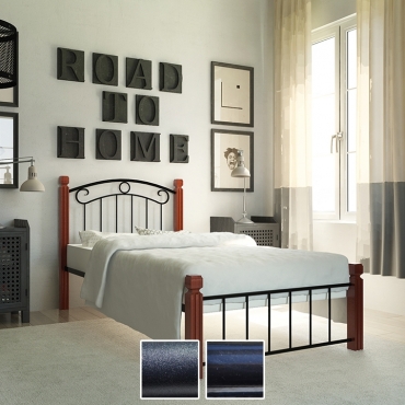 Ліжко Монро на дерев'яних ніжках, чорний оксамит/чорний (Метал-Дизайн)