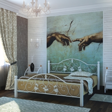 Ліжко Жозефіна на дерев'яних ніжках, золото/палітра Структура (Метал-Дизайн)