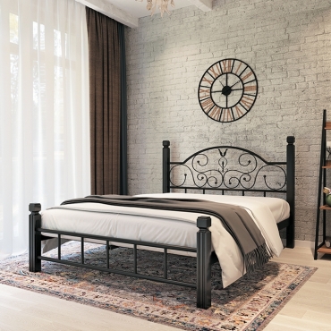 Кровать Анжелика на деревянных ногах, черный бархат/черный (Металл-Дизайн)