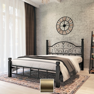 Ліжко Анжеліка на дерев'яних ніжках, золото/палітра Структура (Метал-Дизайн)