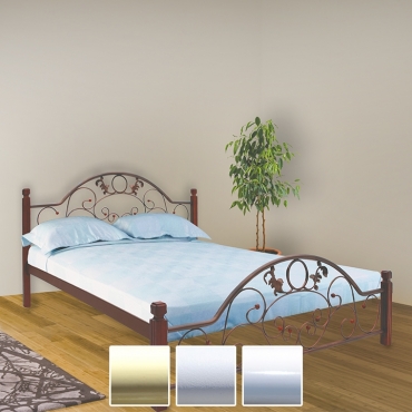 Ліжко Франческа на дерев'яних ніжках, бежевий/білий оксамит/білий (Метал-Дизайн)