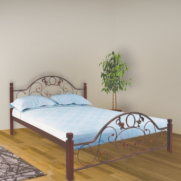 Ліжко Франческа на дерев'яних ніжках, бежевий/білий оксамит/білий (Метал-Дизайн)