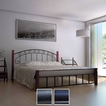 Ліжко Афіна на дерев'яних ніжках, чорний оксамит/чорний (Метал-Дизайн)