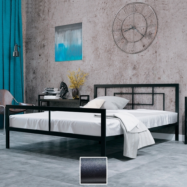 Кровать Квадро LOFT, черный бархат (Металл-Дизайн)