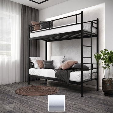 Двохярусне ліжко Квадро LOFT, білий оксамит (Метал-Дизайн)