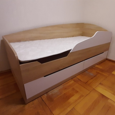 Кровать (Дуб Сонома/Нимфея Альба) индивидуальный заказ №451