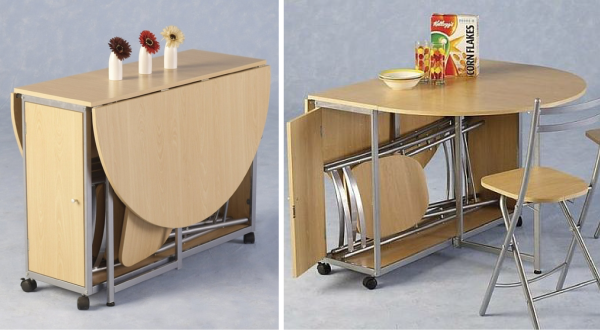Кухонный стол-трансформер для маленькой кухни: фото моделей, востребованные формы, материалы
