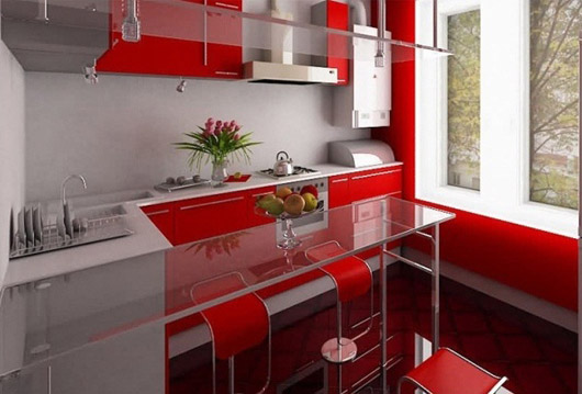 кухня красного цвета