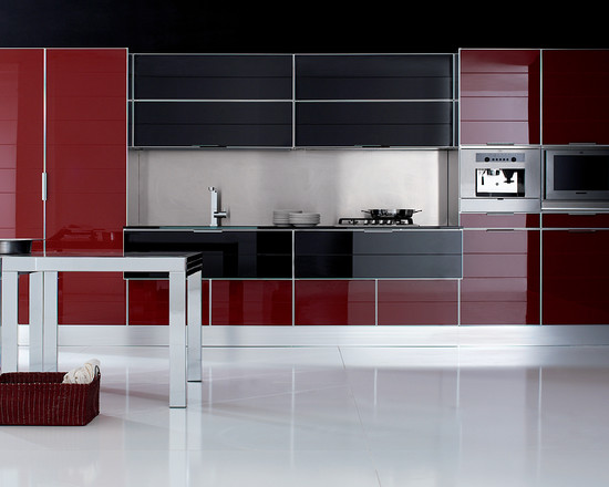 Дизайн черно красной кухни